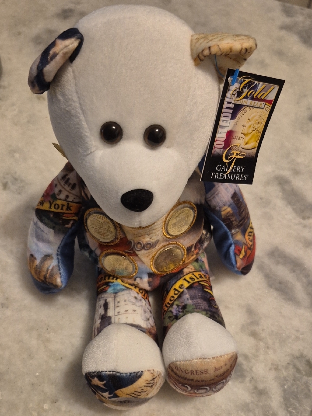 Gallery Treasures Gold Edition Collectible Bear - White & Multicolor